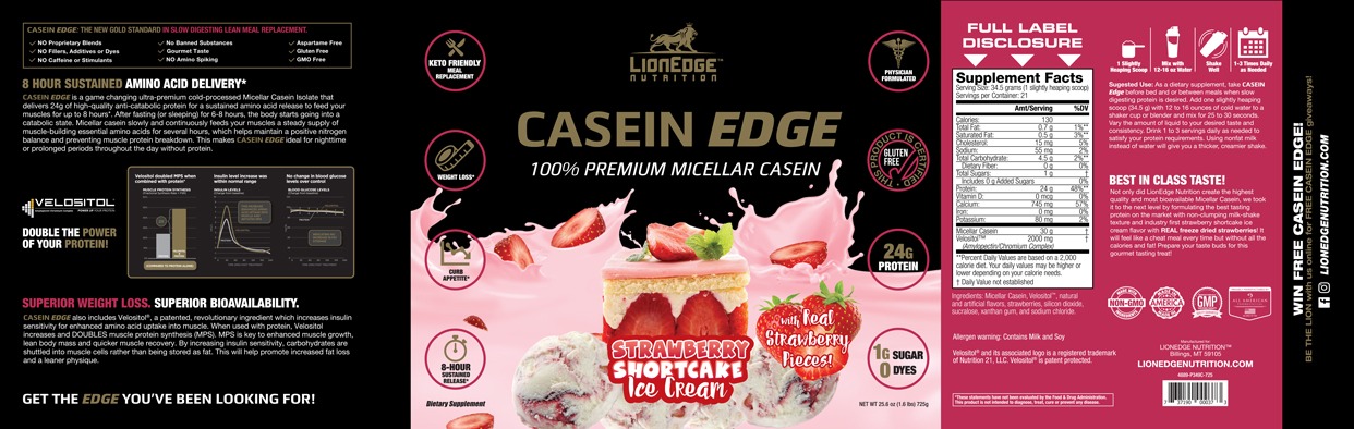 Strawberry Shortcake Ice Cream Casein Edge Product Label